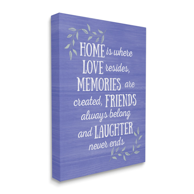 Home Memories Friend Laughter Citation «Blue Botanicals» par Sundance Group, LLC - Art textuel, H 30 po x l 24 po x P 1,5 po