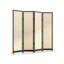 Cloison pliante 4 panneaux noir + bois massif blanc + coton