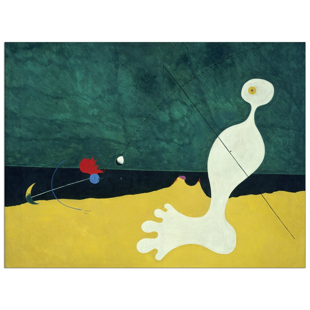 Wandbild „Person Throwing A Stone At A Bird" von Joan Miro, Kunstdruck