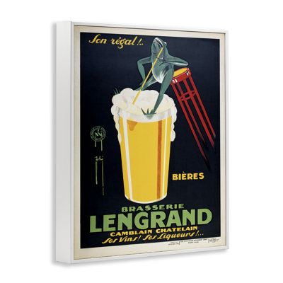 Antique Frog & Beer Advertisement Framed Giclee Art, Design By Marcus Jules
