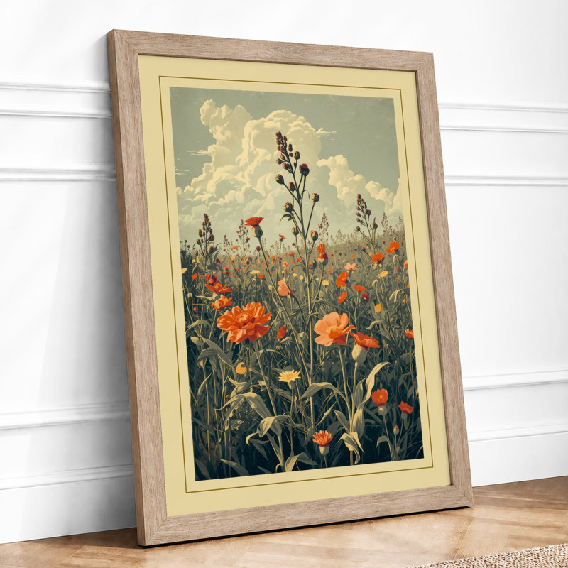 Wildflower Meadow At Dusk Botanical - Print, Oak, A4 - 29.7 x 21.0 cm