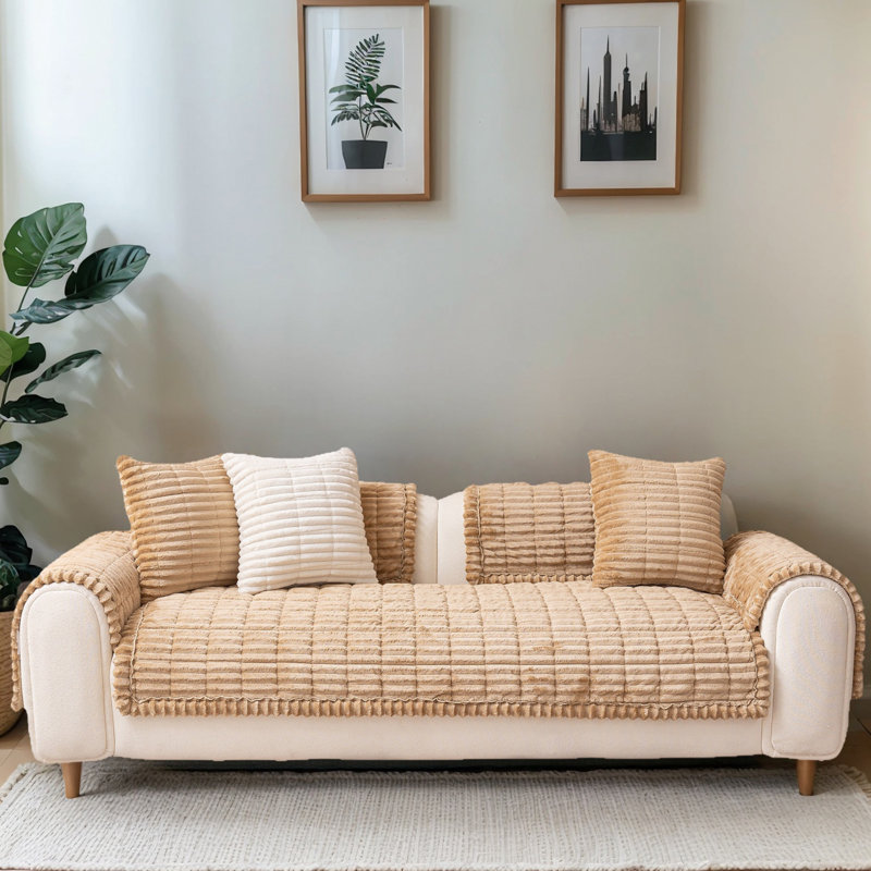 Pet-Friendly Shaggy Sofa Cover - Thick Plush Furniture Protector For Living Room, Tatami, Bay Window, Or Headboard Use
