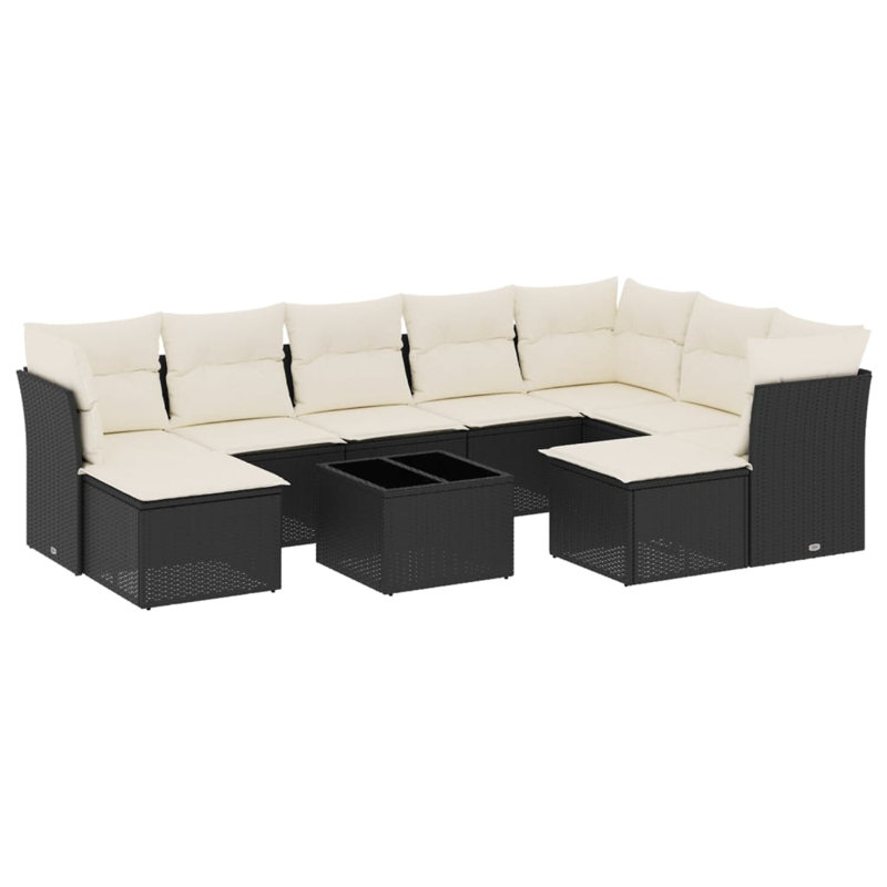 Vidaxl Garden Sofa Set Black And Cream White