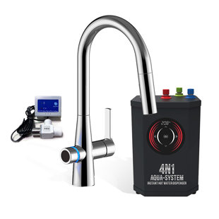 Robinet tout-en-un - Eau chaude instantanée, filtrée et robinet, douchette rétractable, tactile DEL, trou unique