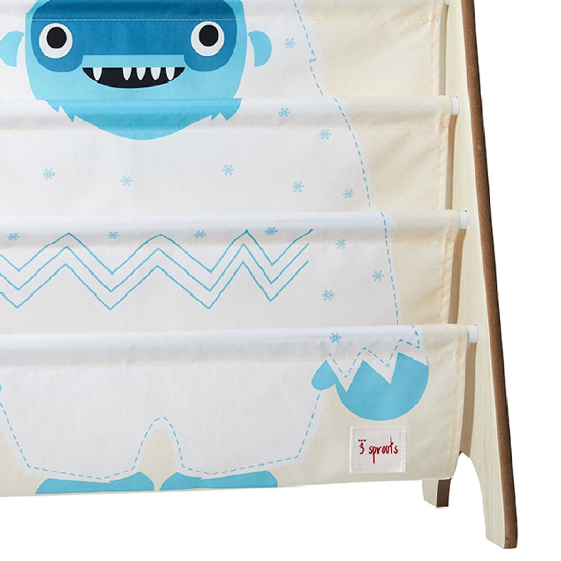 White and Multicolor Polyester Kids Book Rack Organizer