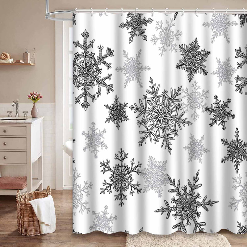 Rideau de douche blanc avec 12 crochets, L 72 po x l 84 po