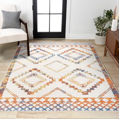 Amir Moroccan Beni Souk Ivory/Blue/Orange Rug