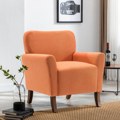 Chaise d'appoint rembourrée en tissu Mylène avec pieds en bois d'hévéa