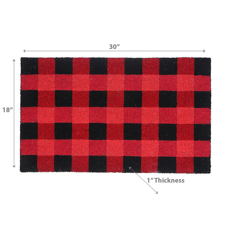 Tapis de porte Coir Buffalo blanc, Rouge / noir