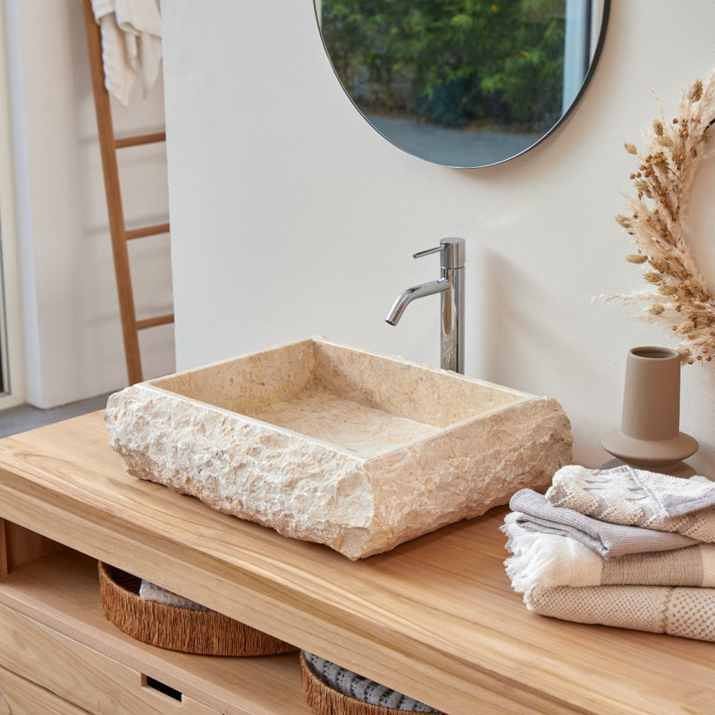 Vasque Countertop Basin, Cream, 13cm H x 50cm W x 40cm D