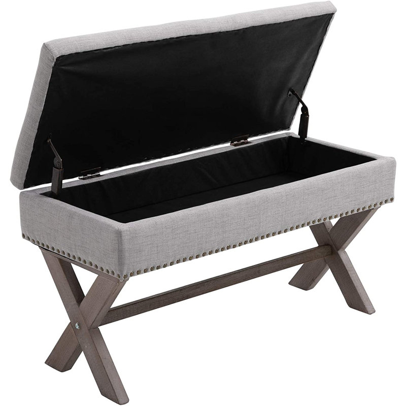 Corringham Polyester Upholstered Storage Bench, Grey