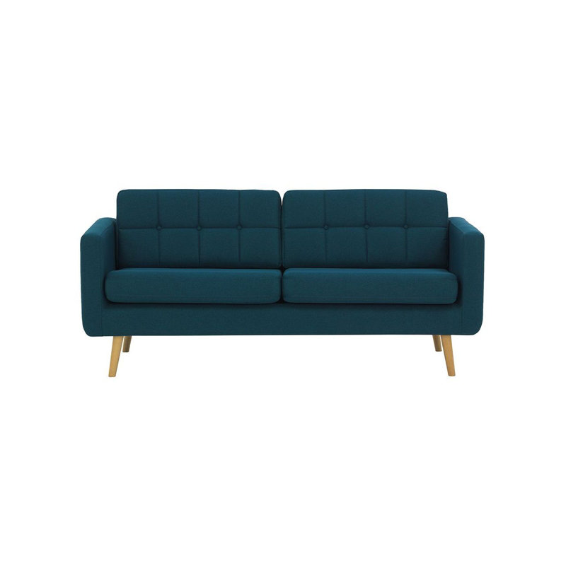 Schuster 3 Seater Upholstered Sofa, Navy