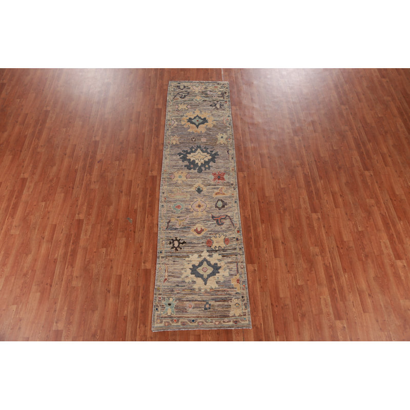 Vegetable Dye Oushak Turkish Runner Rug 3x10