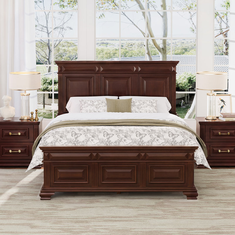 Abner Solid Wood Platform Bed, Queen, Dark Brown
