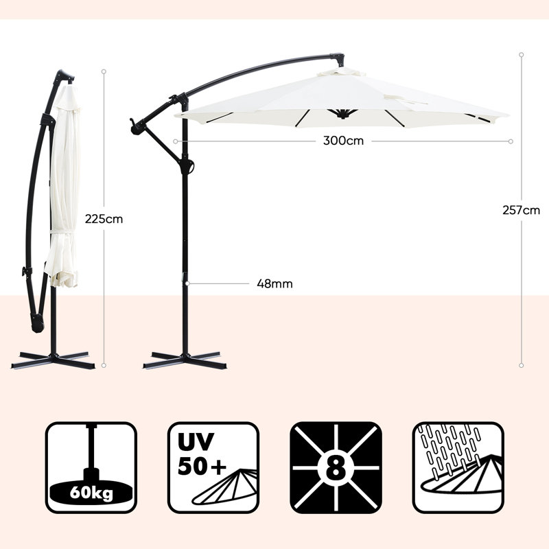 Bridgitt 300cm Cantilever Parasol, Cream