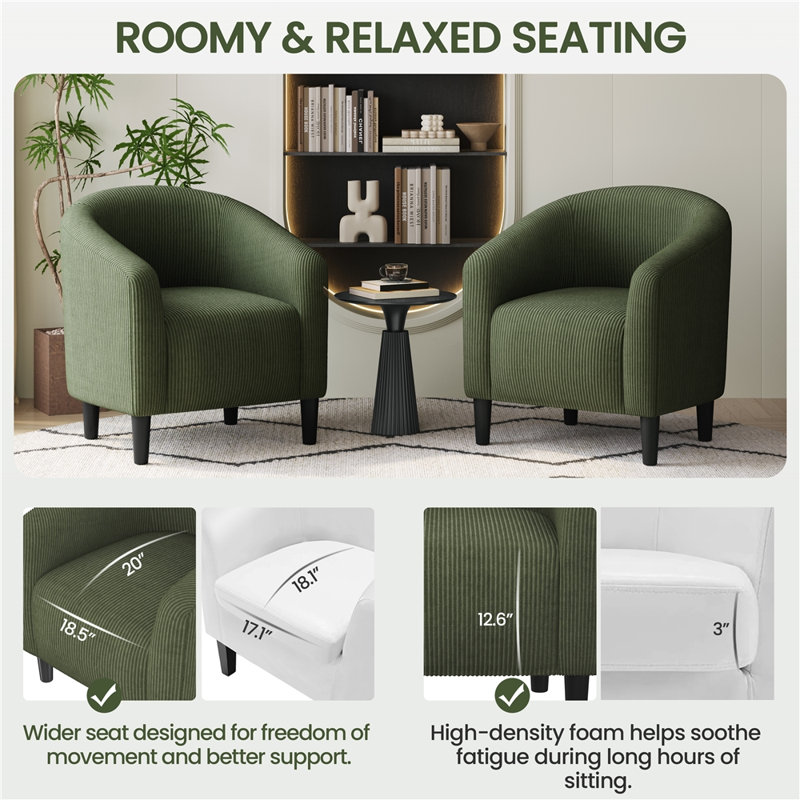 Upholstered Accent Chair Fabric Club Chair, Dark Green