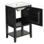 Meuble-lavabo de 20 po avec lavabo, armoire de salle de bain avec porte à fermeture douce, support de rangement et tablette ouverte, noir