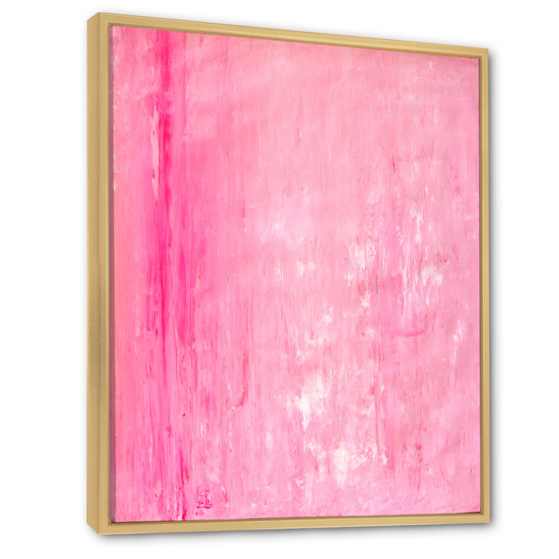 Rose et blanc abstrait, art mural moderne et contemporain sur toile, H 36 po x l 24 po x P 1 po, Cadre naturel flottant