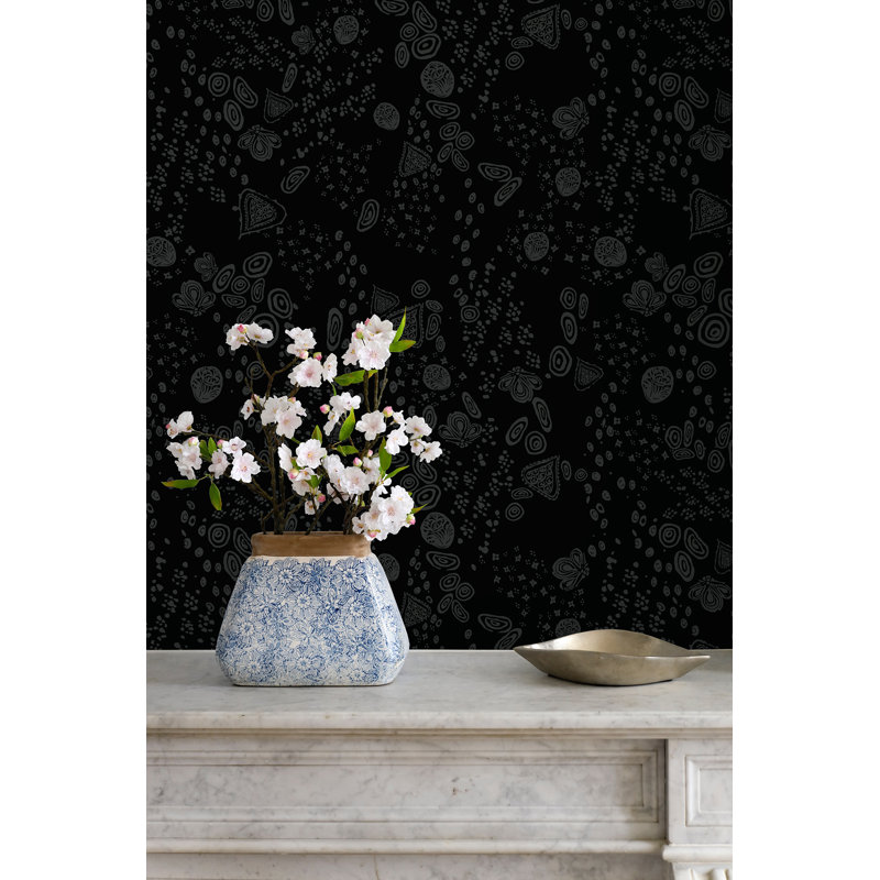 Rouleau de papier peint floral L 33 pi x l 20,5 po Yuki Osada, Gris anthracite