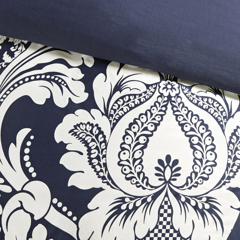 Édredon pour grand lit Indigo - Coton imprimé et bourre moelleuse 7 pièces avec, Grand édredon et 6 pièces supplémentaires