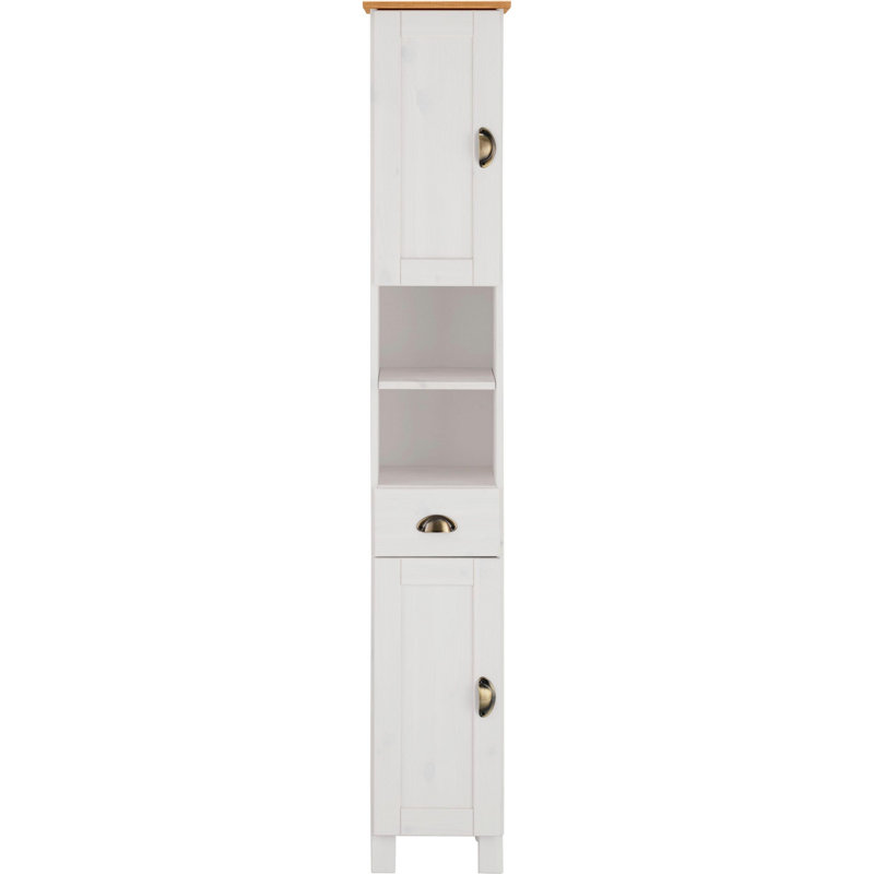 Milone Solid Wood Bathroom Storage, White/Honey