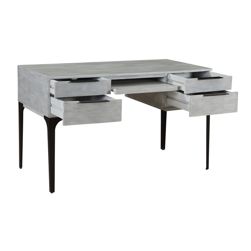 Solid Wood Top Metal Base Computer Desk