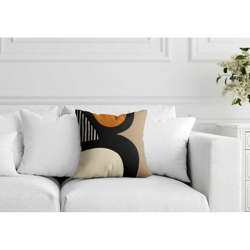 Lara Abstract Outdoor Reversible, 15" x 15", Orange/Off White