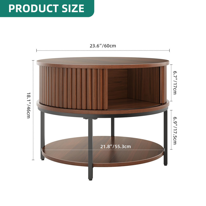 Coffee Table with Storage, Brown 