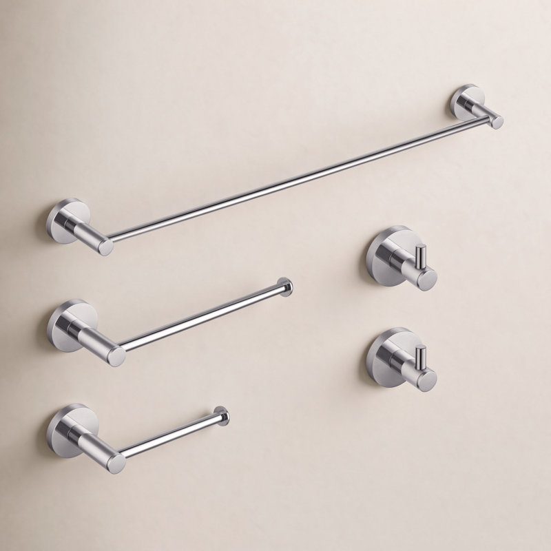Ensemble de quincaillerie de salle de bain circulaire 5 pièces, Chrome