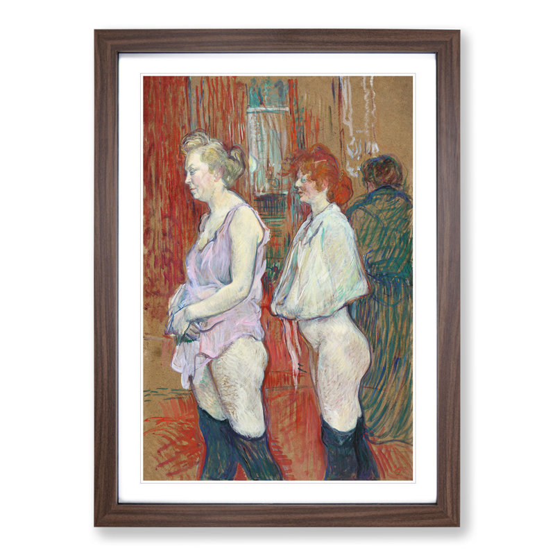 Rue des Moulins by Henri de Toulouse-Lautrec - Picture Frame Painting, Walnut Framed, 48cm H x 36cm W x 2cm D