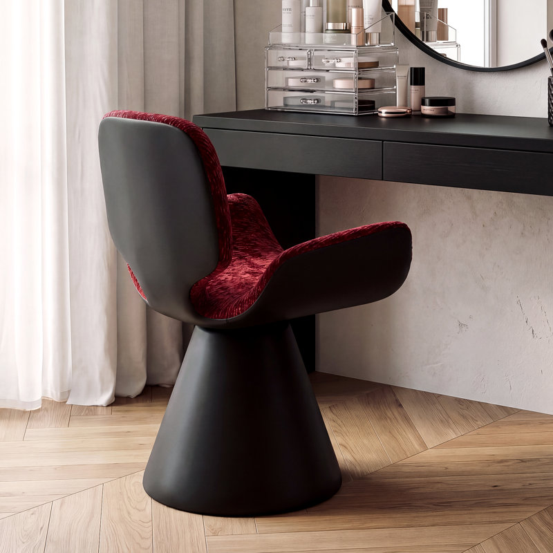 Upholstered Fabric Swivel Accent Chair, Red