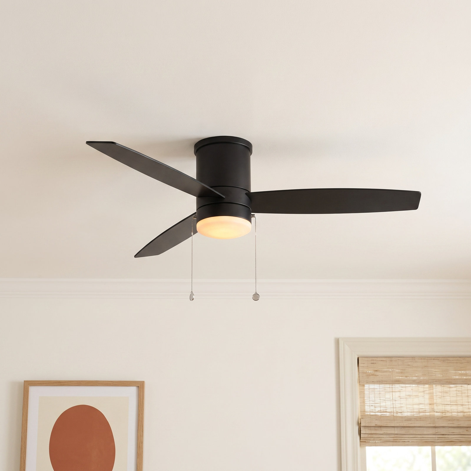 Atlantis 52" Ceiling Fan with LED Light Kit, Matte Black