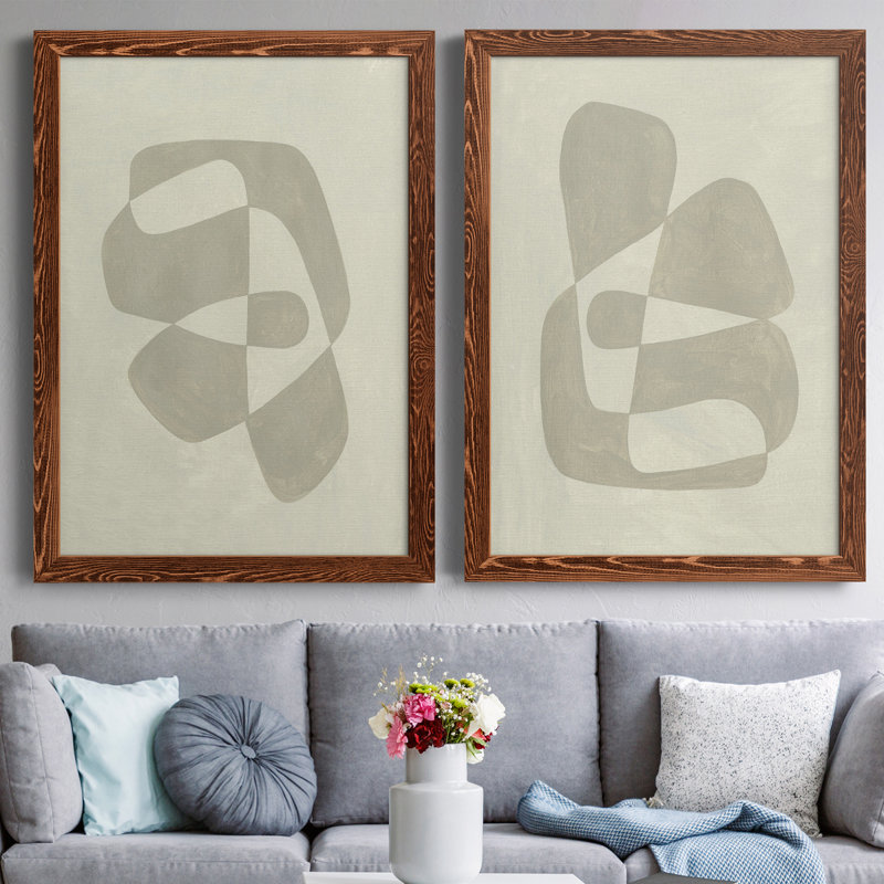 «Soft Shape I», ensemble de 2 reproductions de cadres photo, H 43,5 po x l 31,5 po x P 1 po, Toile encadrée érable