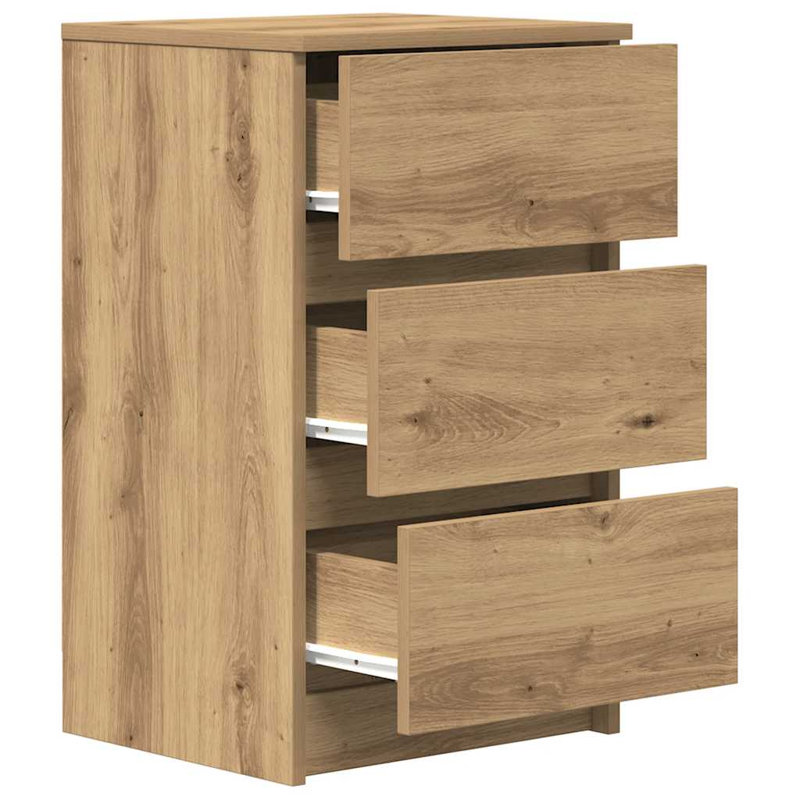 Bedside Cabinet With 3 Drawers 39X35x65 Cm, Artisan Oak