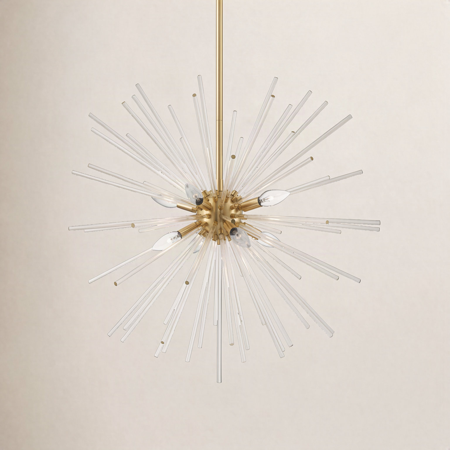 Ryzen 6 - Light Dimmable Sphere Chandelier, 34'' H x 34'' W x 34'' D, Satin Brass