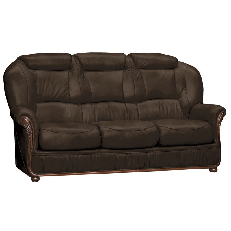 Kirwin 3 Seater Faux Leather Sofa, Chocolate