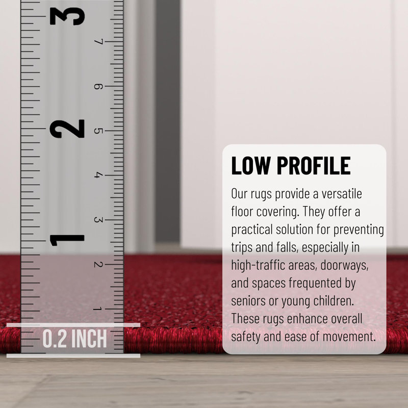 Emmy Red Synthetic Non-Slip Washable Kitchen Mat