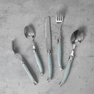French Home Laguiole Connoisseur 20-Piece 18/10 Stainless-Steel Misty  Flatware Set
