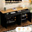 Meuble télé 70 po avec meuble télé et tablettes réglables, style Mid-Century, bibliothèque, buffet rustique, tablettes sur pied noires