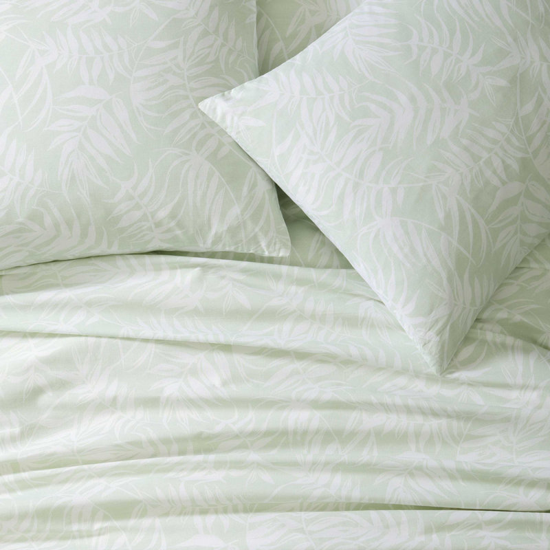 Art of Palms Cotton Comforter Set, Blue Floral, Queen Comforter + 2 Standard Shams