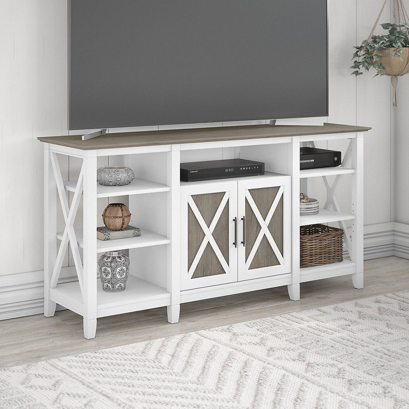 Huckins TV Stand for TVs up to 65", Shiplap Gray/Pure White