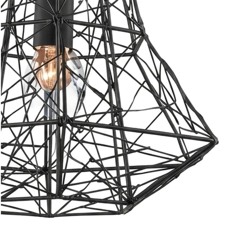1-Light Black Iron Caged Pendant