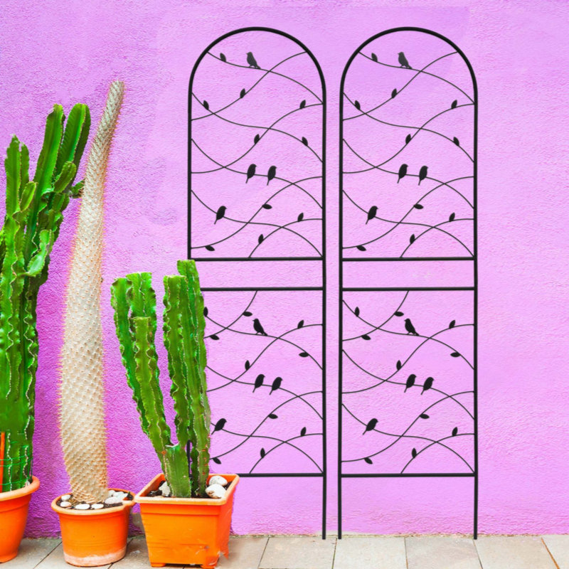 Ensemble de 2 treillis de jardin en métal 71 po x 19,7 po antirouille pour plantes grimpantes