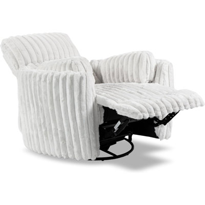  360 Swivel Rocking Glider Power Recliner Chair with 24" Wide Seat & Type-C & USB Ports, White