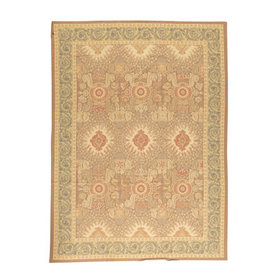 Hand-Knotted High-Quality Brown and Green Area Rug