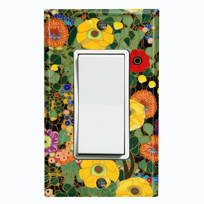 Couvercle de plaque d'interrupteur en métal; Fauteuil à bascule GFI de taille 1 US - art floral de style Klimt