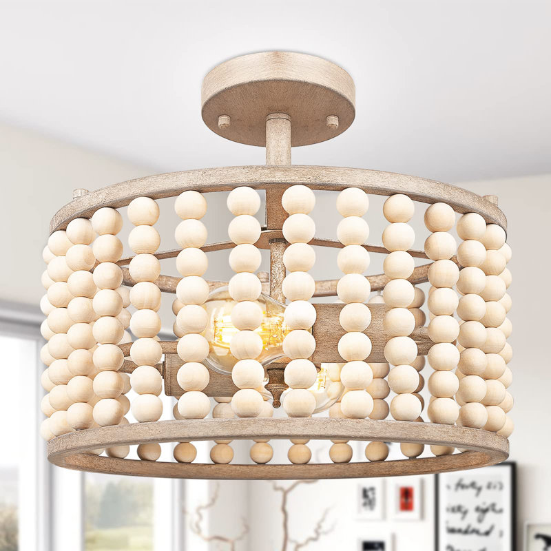 Claritha Wood Semi Flush Mount, White