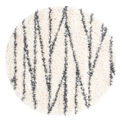 Tapis rayé blanc / gris Abrahams