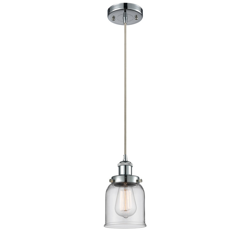 Luminaire suspendu en forme de cloche à 1 lumière Clara, DEL, Transparent, Chrome poli