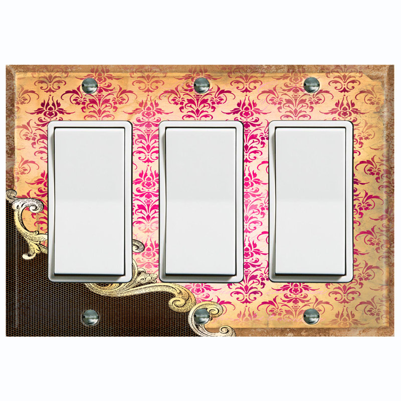 Plaque murale à 3 interrupteurs à bascule Damask Frame
